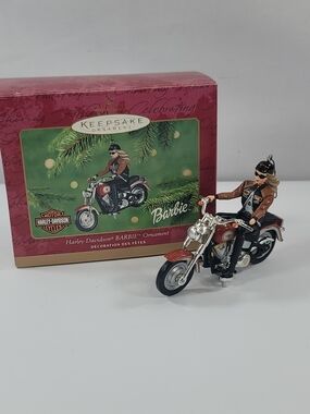 Harley-Davidson Barbie Ornament in Red, Brown and Black